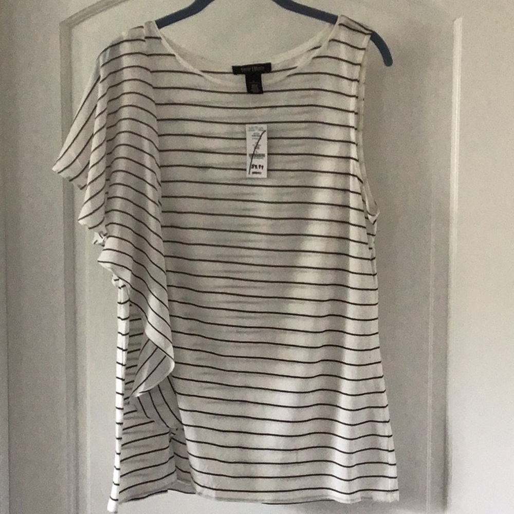 White House / Black Market assymetrical ruffle top.